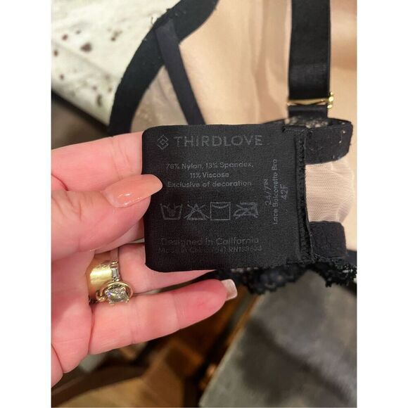 ThirdLove Black Lace Balconett Bra sz 42F EUC - Picture 10 of 11